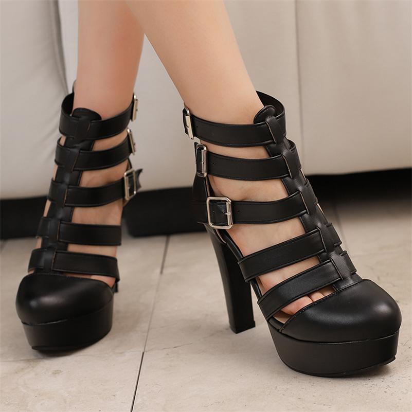 ANNYMOLI женские босоножки с ремешком на щиколотке, круглый носок, толстый высокий каблук, пряжка, платформа, молния, сексуальная женская модная обувь, летняя синяя 46