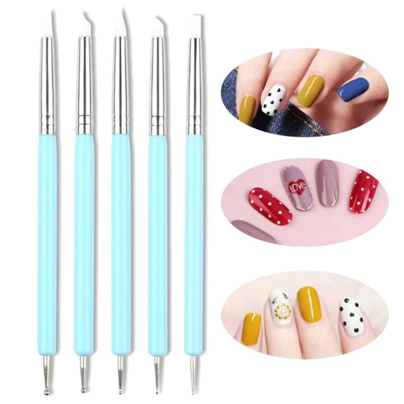 5Pcs/Set Silicone Clay Sculpting Tools For Brush Modeling Dotting Nail Art Pottery Clays Tool Diy Carving Ceramics Sculpture