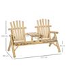 Garden Bench Combination for 2 People, Integrated Table, Natural Wood, 157 x 88 x 103 cm