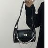 Сумки с цепочкой в виде сердца, женские, новые, милые, классные, из искусственной кожи, винтажная, черная, женская, повседневная, сумка через плечо в стиле Харадзюку