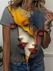 Vintage Women's T-Shirt Abstract Face Line Art 3D Print Tops Casual Round Neck Short Sleeve Tee Summer Outdoor Women Clothing