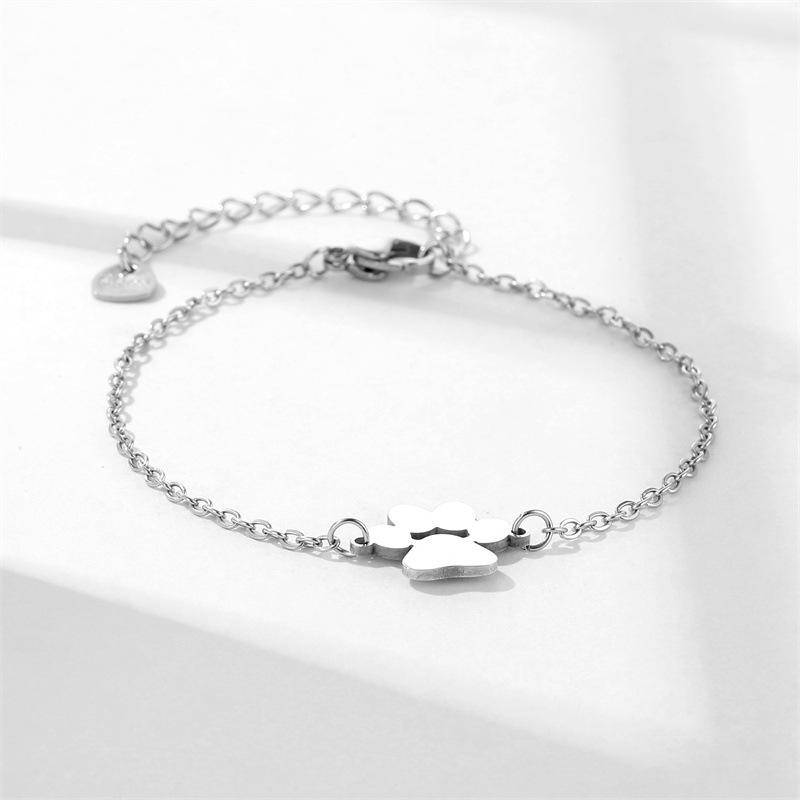 Fashionable Cute Dog Paw Cat Paw Titanium Steel Bracelet Pet Theme Jewelry Gift For Women