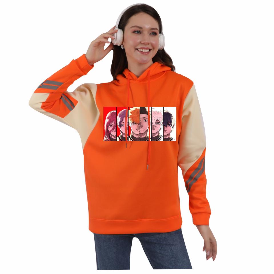 Blue Lock Anime Color Block Hoodie with Fleece for Men and Women - Autumn/Winter