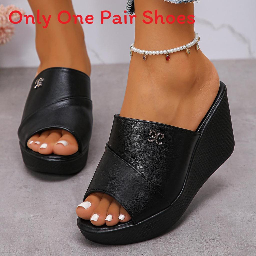 Water Diamond Decor Platform Mules With Rubber Sole And Pu Lining For Summer Wear