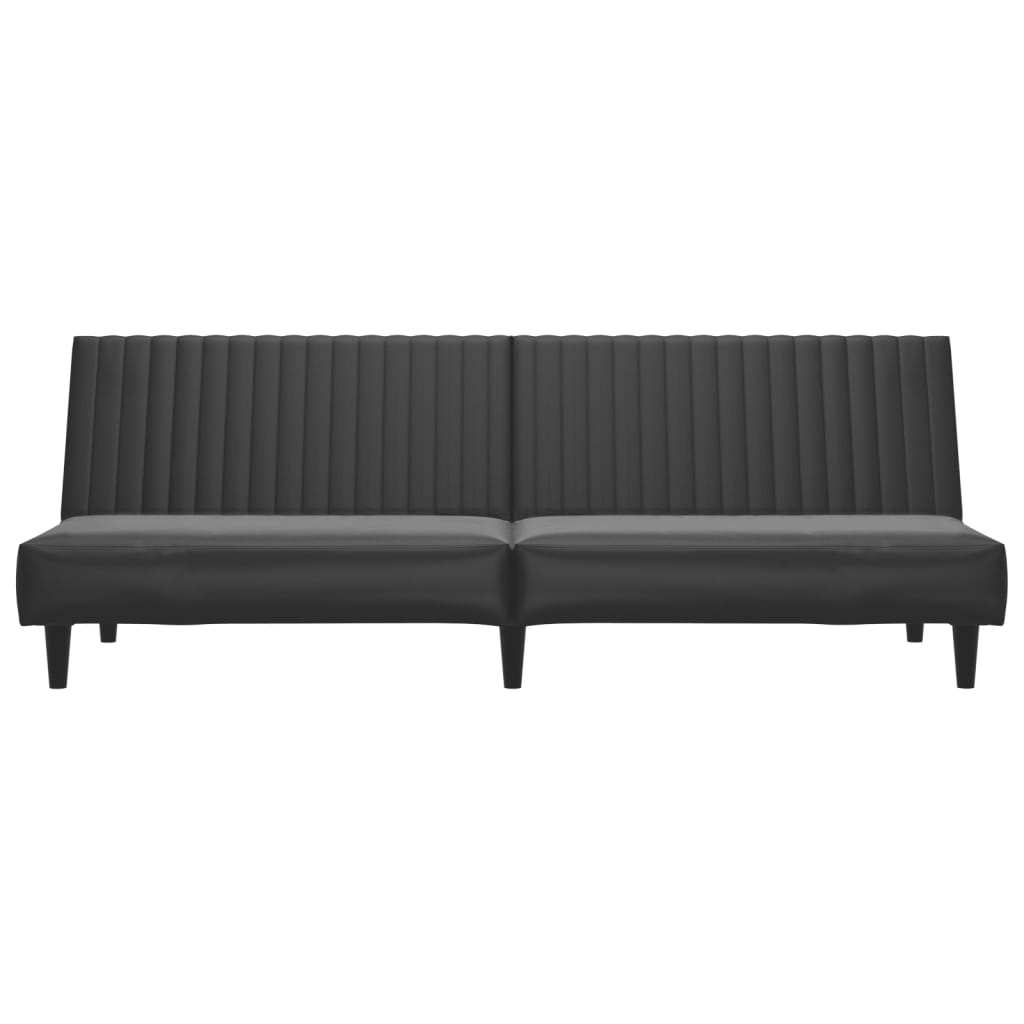 2 Seater Sofa Bed in Black Artificial Leather