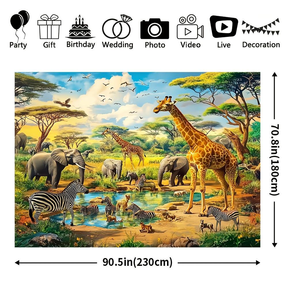 1 piece giant tropical desert African Forest Safari Landscape banner animal-themed polyester fabric no power required