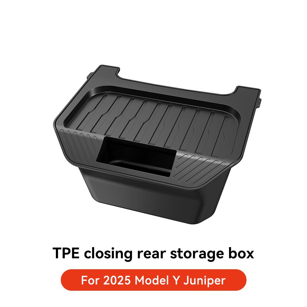 Для Tesla Model Y Juniper TPE Задний центральный подлокотник Органайзер-бокс для хранения с крышкой Мусорное ведро под сиденье Автомобильные аксессуары