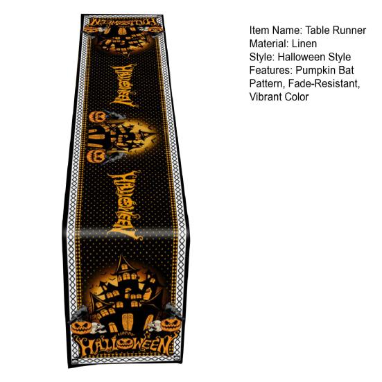 Хэллоуинская вечеринка, льняная дорожка для стола, украшение на Хэллоуин, дом, детский трюк, тыква, летучая мышь, узор, скатерть, товары для вечеринок ужасов