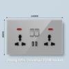 Universal Tempered Glass Dual 3 Pin Power outlet,UK 13A Wall Plug Socket with 20W Fast charge,Home Electrical 2way Light Switch