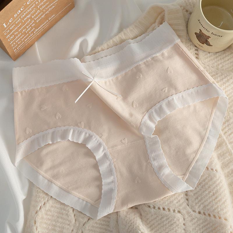 10A Antibacterial Seamless Lace Trim Cotton Women's Triangle Panties