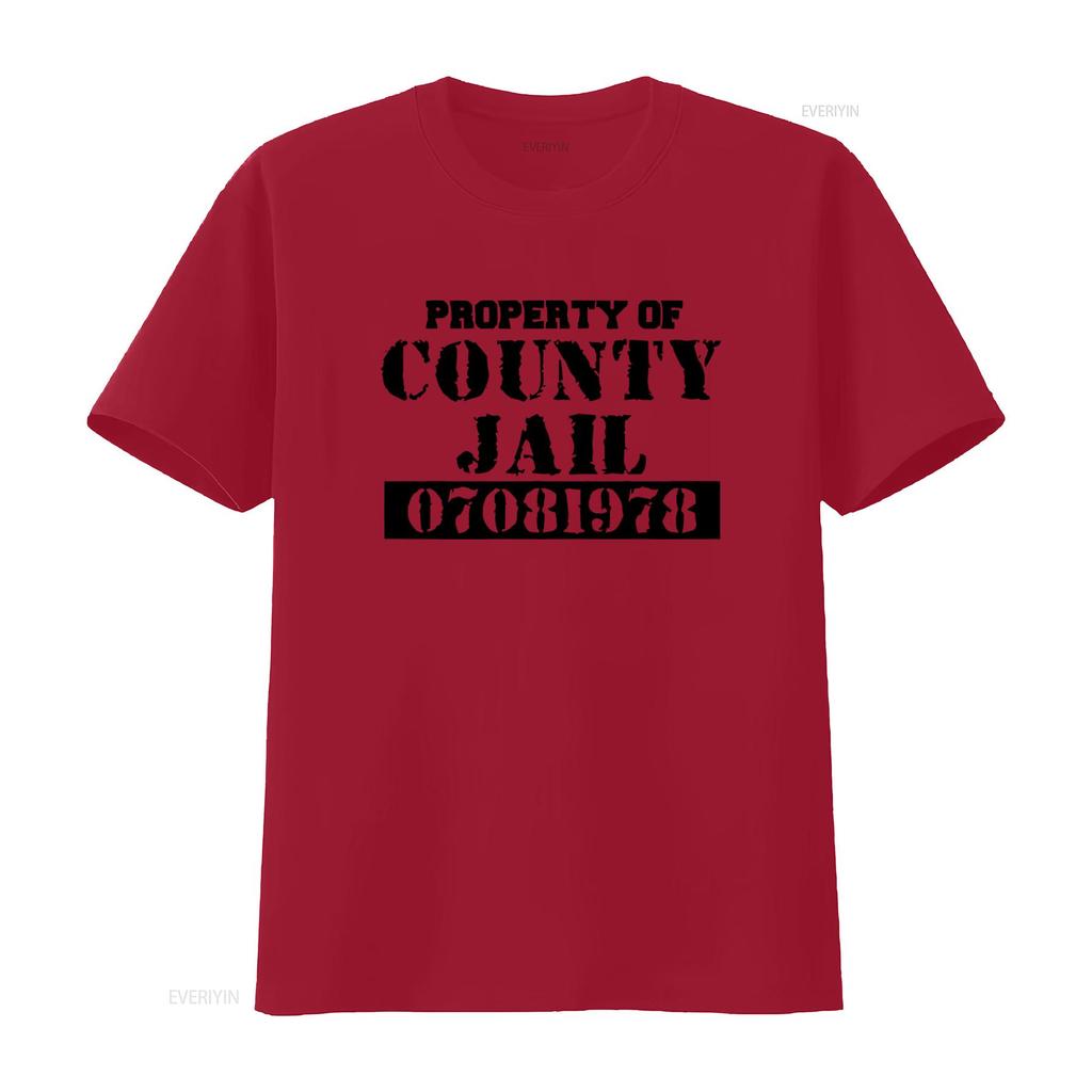 Property of County Jail Prison Orange T Shirt Front Back 70 vintage Washed designer clothes Top For Everyday Wear graphic