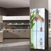 Kaleidoscope Refrigerator Sticker Door Cover Fridge Decoration Wallpaper Green Palm Scenery Decal Creative Film Wrap