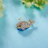 Rinhoo Lucky Fish Enamel Lapel Pins Sparkling Rhinestone Animal Goldfish Dolphin Whale Shark Brooch Clothes Badge Button Jewelry