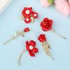 Rose Flower Decoration Female Corsage Red Rose Brooch Safety Pins Suit Accessories