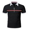 Летние футболки Мужская рубашка поло с лацканами и короткими рукавами, цветная футболка с молнией, мужская