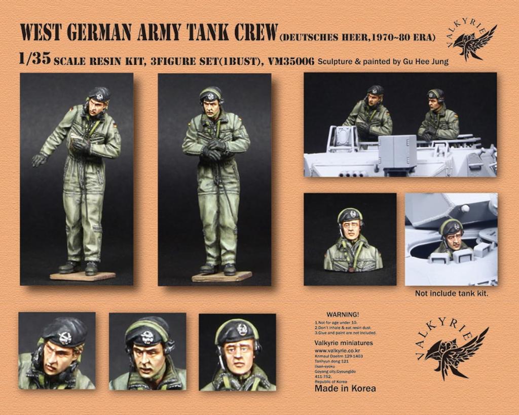 Valkyrie Miniature Modern West German Tank Crew Set 2 1 Bust Resin Kit VM35006 1/35 1970-80s Figures,