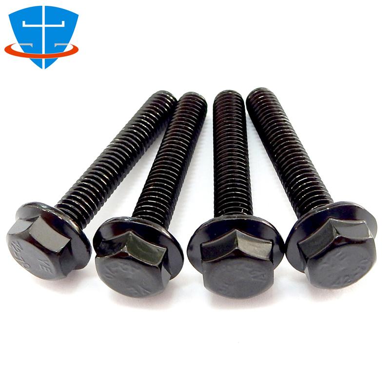 DIN6921 M4 M5 M6 M8 M10 M12 Black 304 Stainless Steel External Hex Hexagon Flange Bolt Toothed Anti-skid Screws With Pad