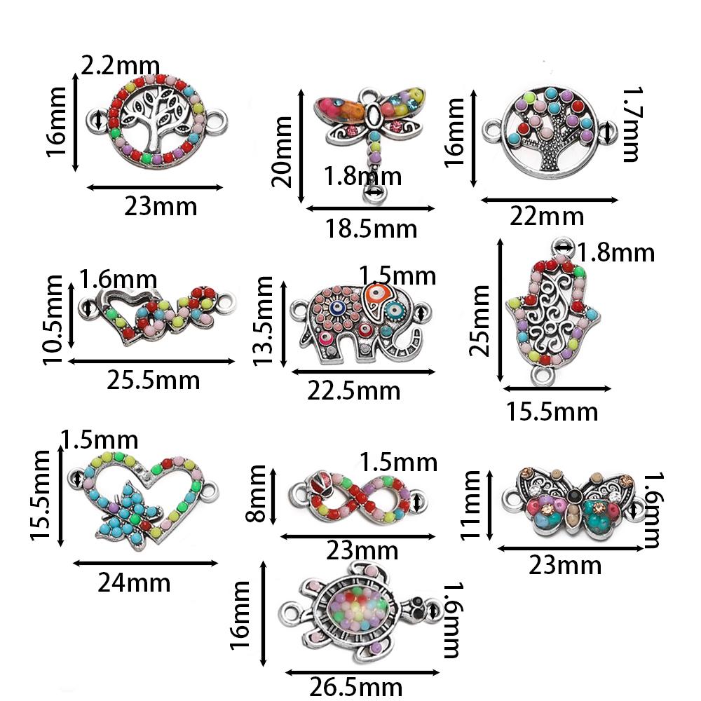 4Pcs Alloy Retro Colored Zircon Drop Oil Pendant Elephant Turtle Pendants For DIY Jewelry Charm Bracelet Handicrafts Accessories