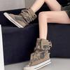 Niche Women's Shoes Pointed-toe Anti-slip Height-increasing Canvas Boots New Style Dui Dui Mid-calf Boots