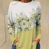 Tops For Women Colorful 3D Flowers Print Round Neck Long Sleeve T-shirt Fall Casual Slim Pullover Women's Long Sleeve Top