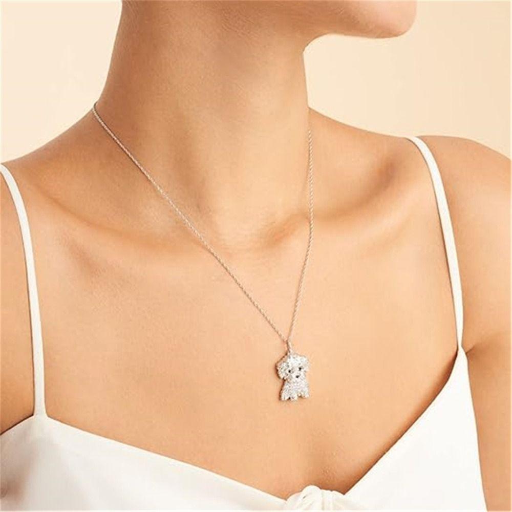 Exquisite Maltese Dog Pendant Necklace Cute Aesthetic Neck Accessories Collar Chain Unisex