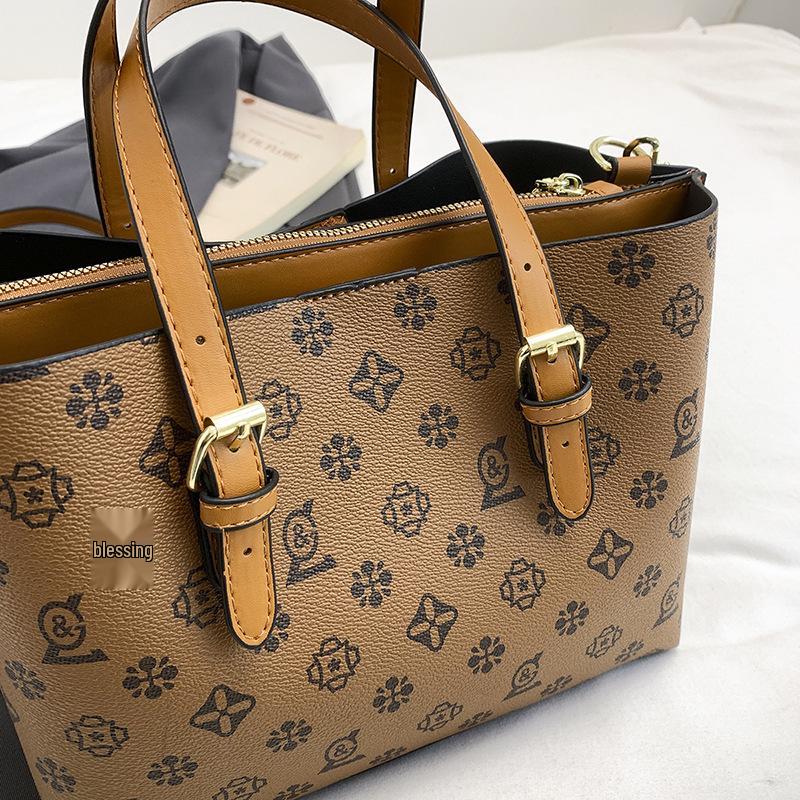 2025 Women's Retro Print High-End Crossbody Tote and Shoulder Bucket Bag