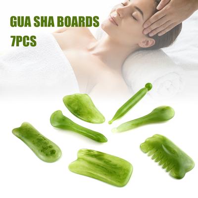 7 шт./компл. наборы инструментов для скребкового массажа, натуральная смоляная доска для скребков для кожи лица, инструмент для разблокировки меридианов шеи и глаз