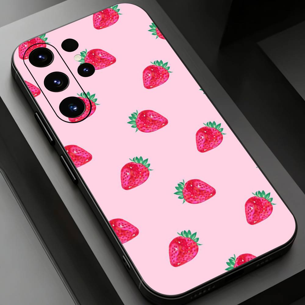 Чехол на весь экран Розовая клубника для Samsung Galaxy S24,25,26,23 22,21,S20 Plus Ultra FE мягкие чехлы fundas