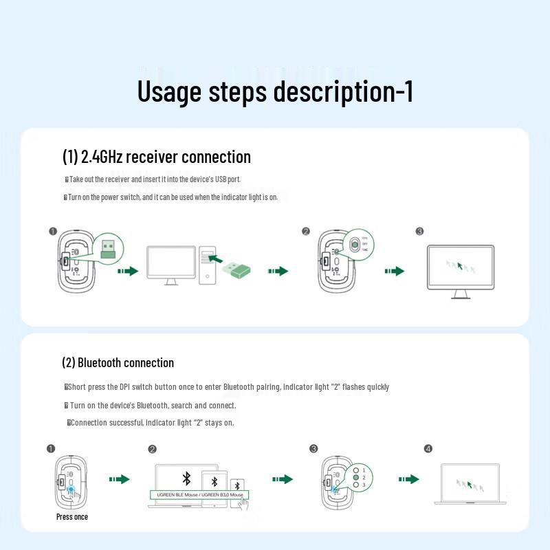 Беспроводная Bluetooth-мышь Ugreen с двойным режимом
