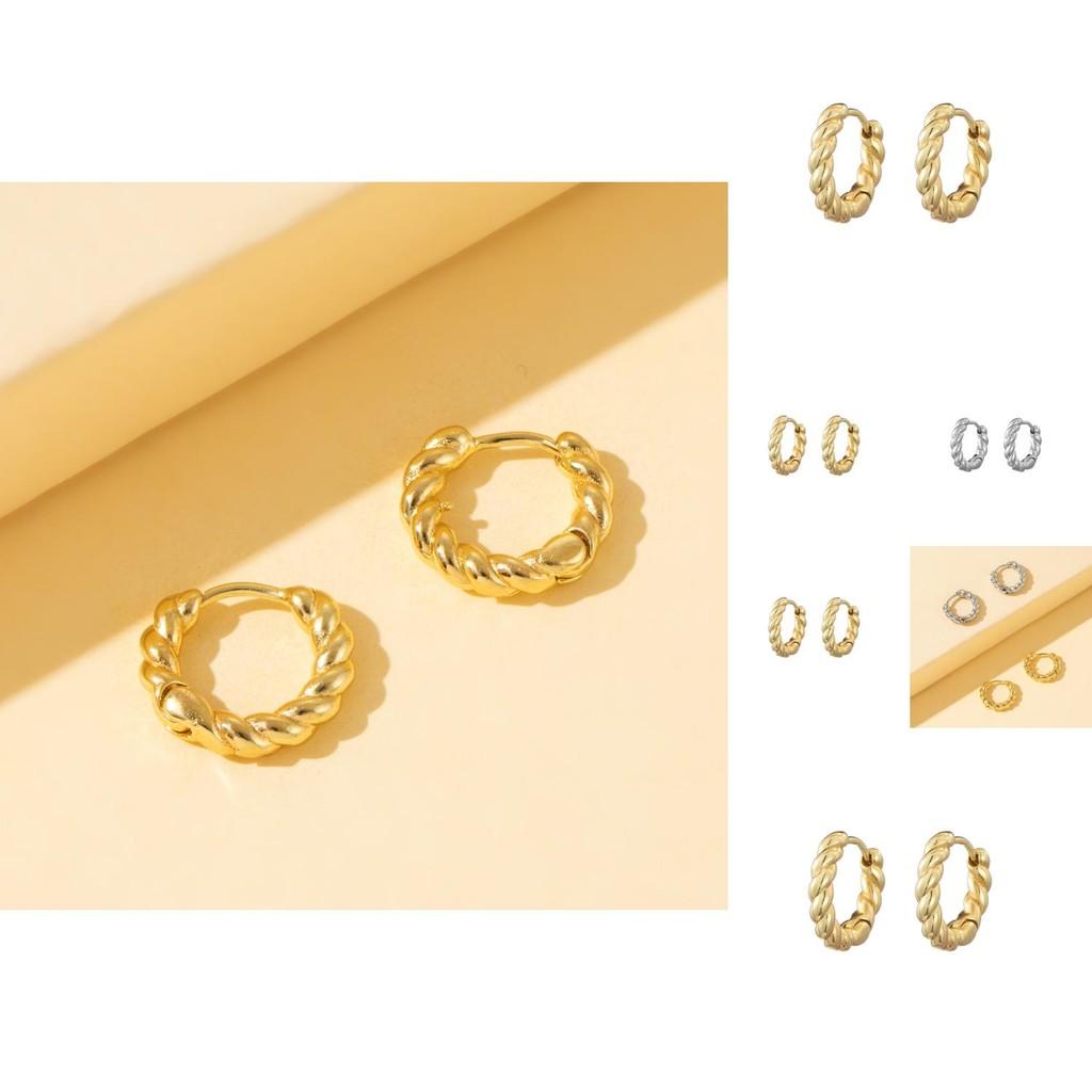 Stylish Geometric Alloy Earrings For Women Chic Simple Hoop Design
