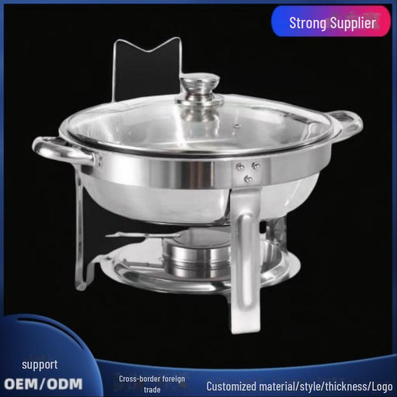 Stainless Steel Round Buffet Stove - Commercial Food Warmer & Chafing Dish Heater