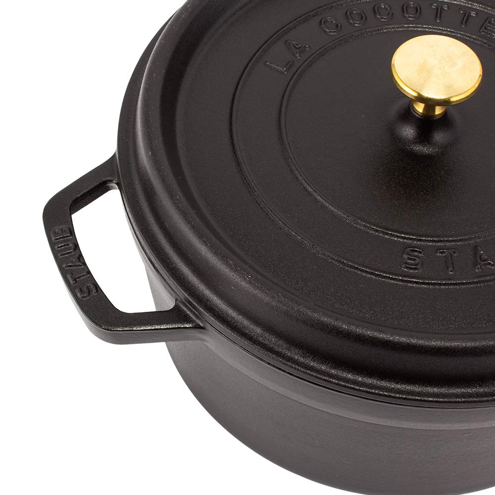 Staub Pico Cocotte Round 26cm Black 1102625 Two Handed Pot Enamel Pot Rund Brater Black Pico Cocotte Pot Stylish Cookware Kitchen Supplies [Staub]