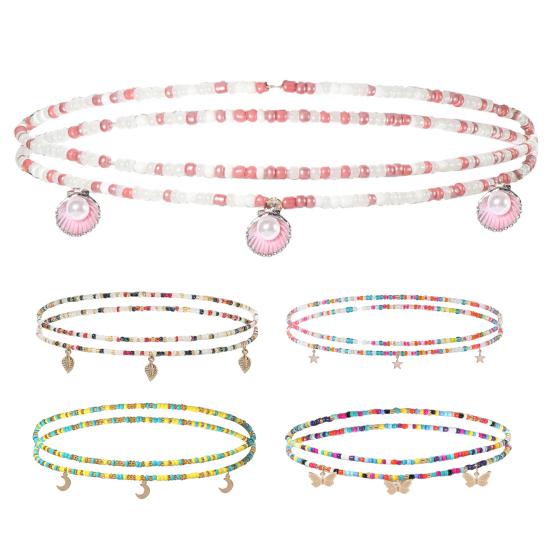 Body Chain Colored Beads Double Layer Sexy Handmade Pendant Decorate Delicate Bohemian Mixed Colors