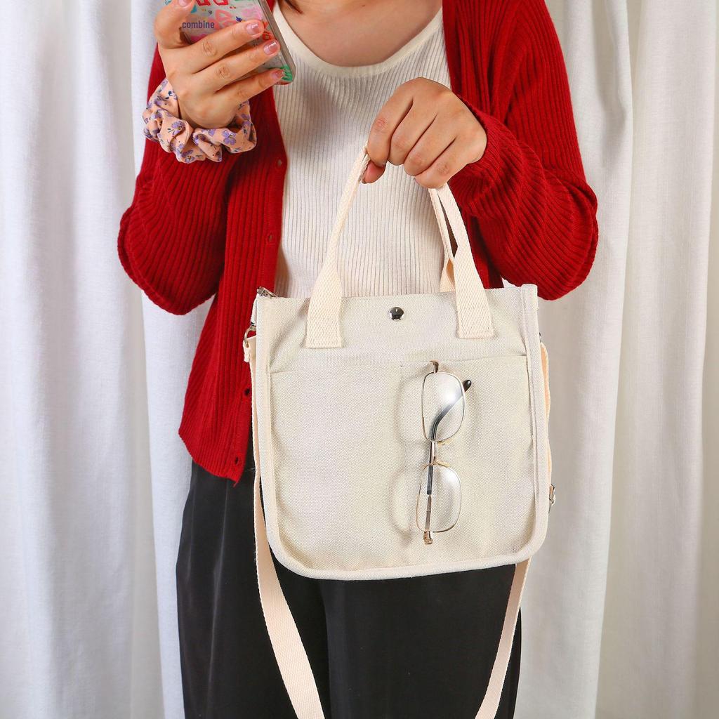 3D Multi-Pocket Canvas Tote Bag: Stylish, Versatile Messenger & Lunch Box Bag