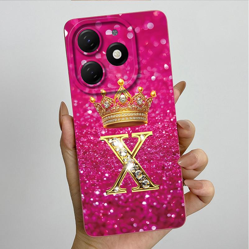 Чехол для Infinix Smart 8 X6525 Корона Буква Мягкие Чехлы для Телефона Для Infinix Smart 8 Pro Smart8 HD PLUS Защита Камеры Задняя Крышка