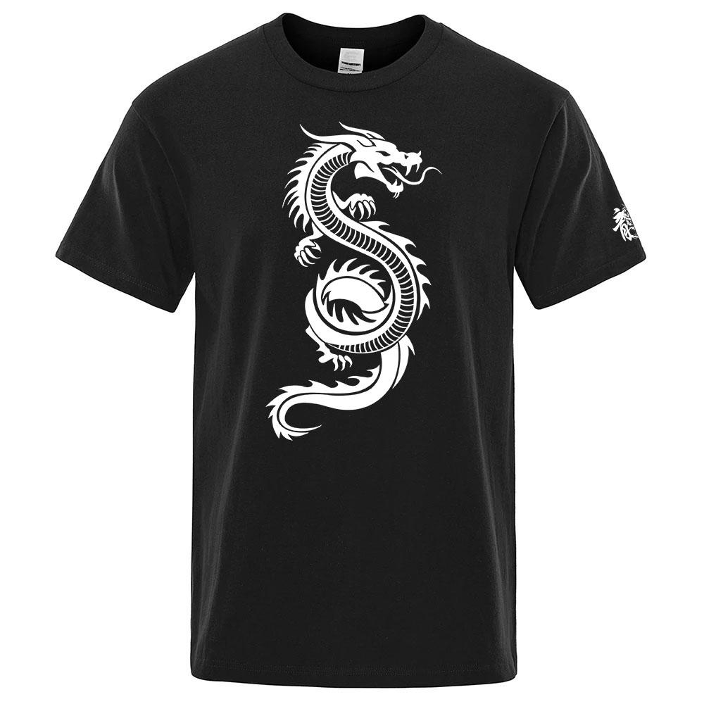 2025 Unisexs Summer Comfortable Tshirt Chinese Dragon Printing Casual Breathable Ordinary Short Sleeve Round Neck Top