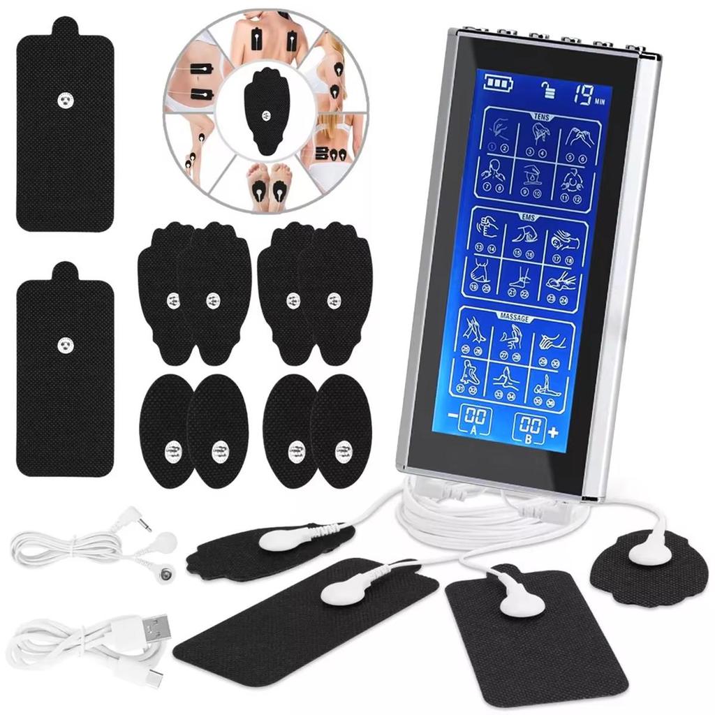 3-в-1 TENS-устройство, перезаряжаемый миостимулятор, двухканальный EMS для лечения боли в шее, мышечной терапии, импульсный массажер для лечения боли