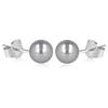 [Q7032] - Gray 'Perla' Silver Earrings (rhodium-plated) - 4 Mm