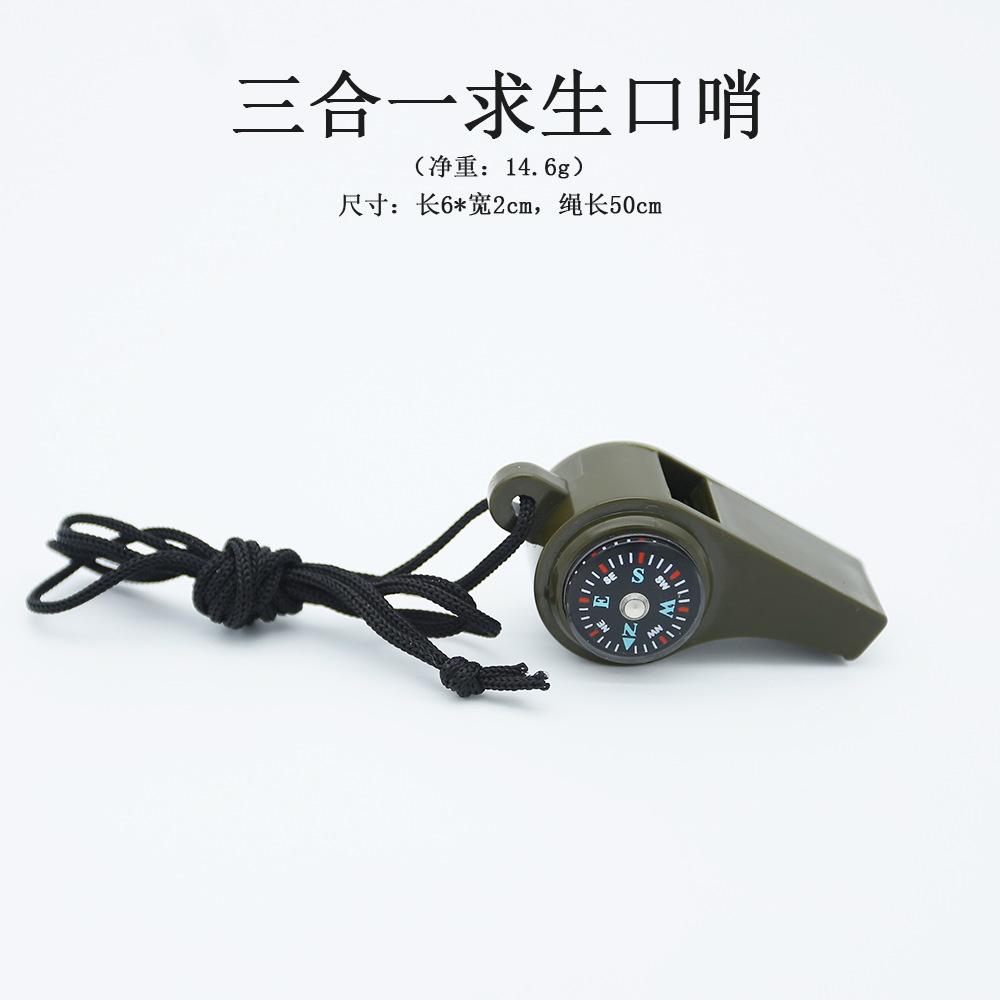 Outdoor Rescue Multi-Function Whistle, Referee and Coach Whistle, Compass, Thermometer, 3-in-1 Wilderness Emergency Whistle