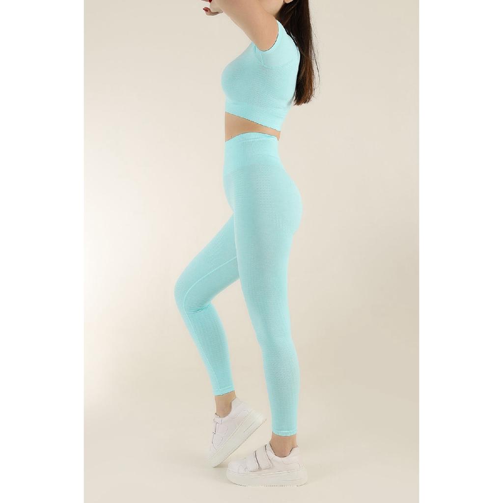 Комплект спортивных колготок меланжевого цвета с короткими рукавами