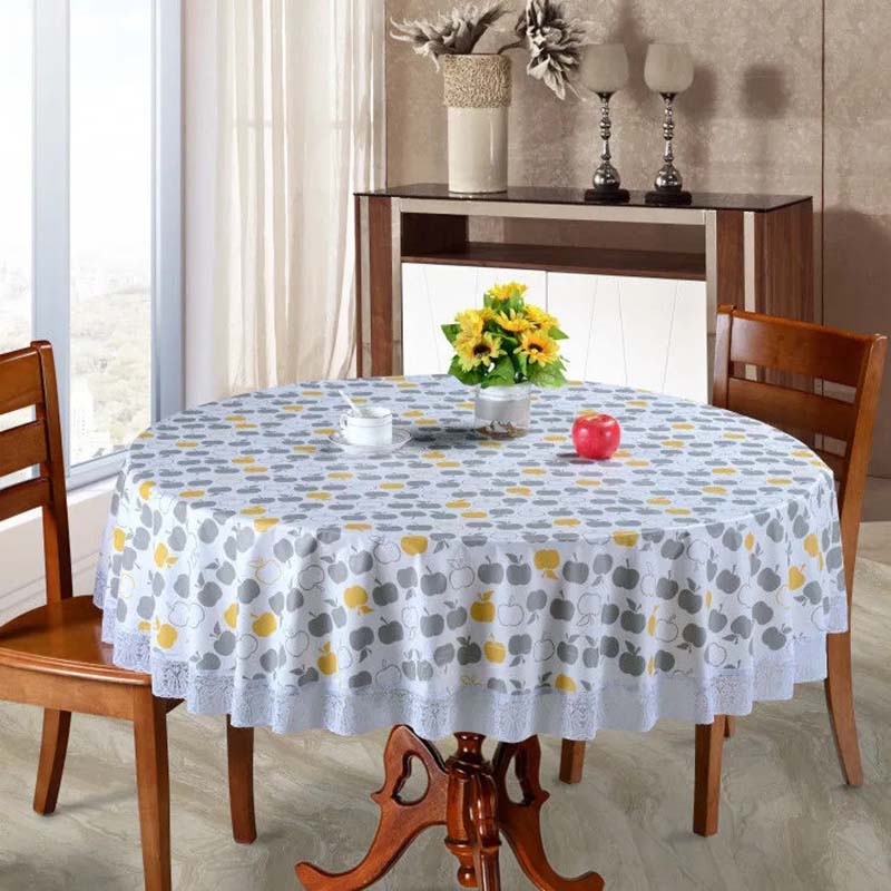 Бытовая большая круглая скатерть из ПВХ с кружевным принтом, винтажный европейский стиль, водонепроницаемая, маслостойкая, устойчивая к ожогам, легко стирается