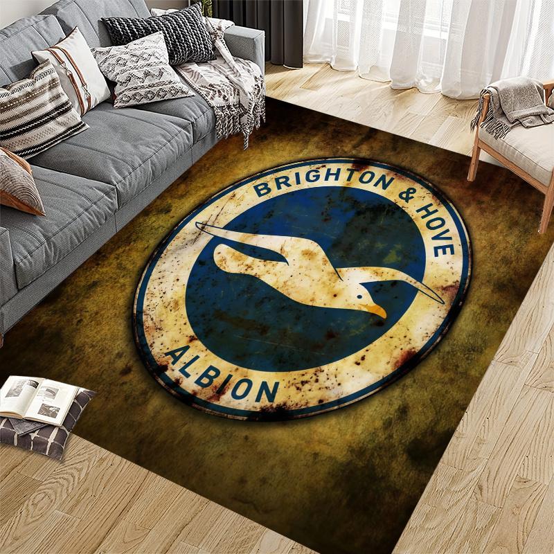 Brighton & Hove Albion Flannel Pattern Square Carpet,Area Rug,Carpet Rug for Living Room Bedroom Sofa Playroom Decor,Non-slip Floor Mat