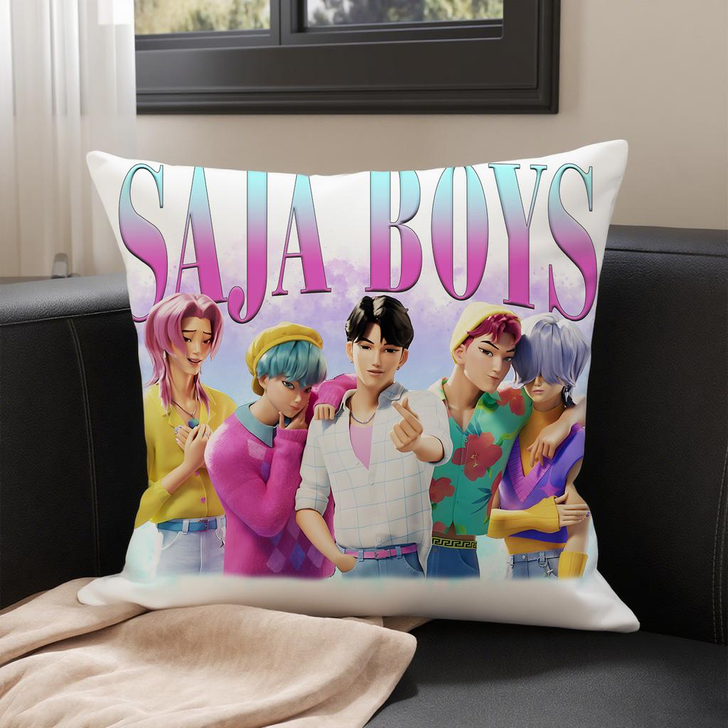 KPop Demon Hunters SAJA BOYS тематическая наволочка: Разноцветные узоры с персонажами аниме, модный домашний декор