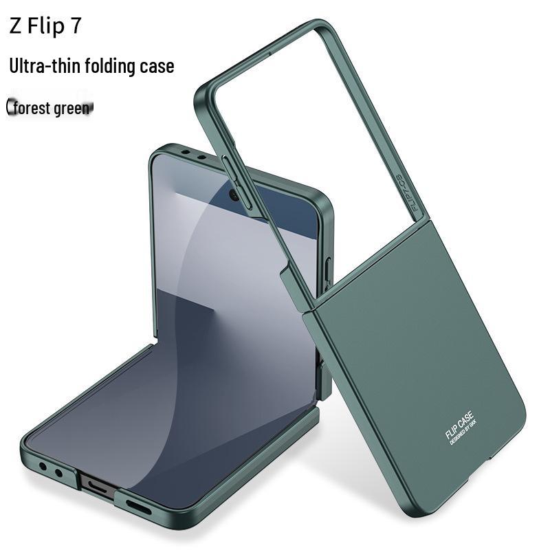 GKK Однотонный противоударный ПК-чехол для Samsung Z Flip7 - Большое окно, Ощущение кожи, Трансграничный, Защита складного экрана