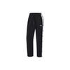Li Ning CBA Series Professional Basketball Color Block Side Button Straight Leg Fleece Knit Sports Pants Men Bottoms Black AKLU075-1