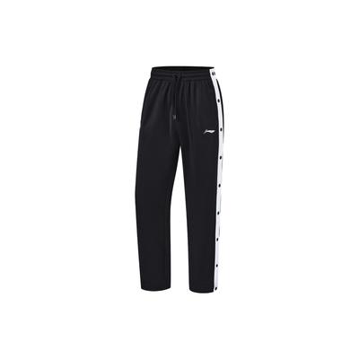 Штаны мужские спортивные из флиса Li Ning CBA Series Professional Basketball Color Block с боковыми пуговицами, прямые, черные AKLU075-1