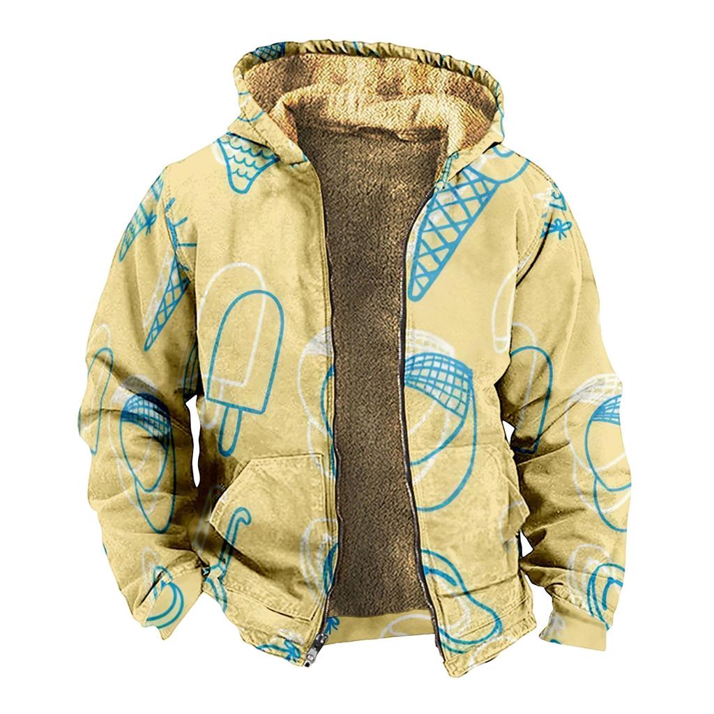Men's Print Jacket Men's Spring And Autumn Casual Trend Zipper Hooded Jacket
