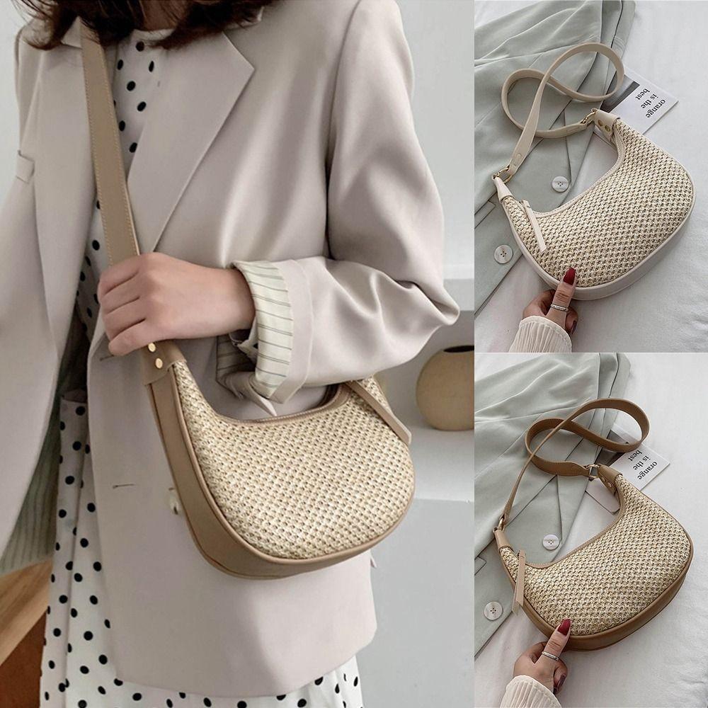 Designer Single Shoulder Bag Bohemian Crossbody Hobo Bag Elegant Woven Straw Bag Ladies/Girls