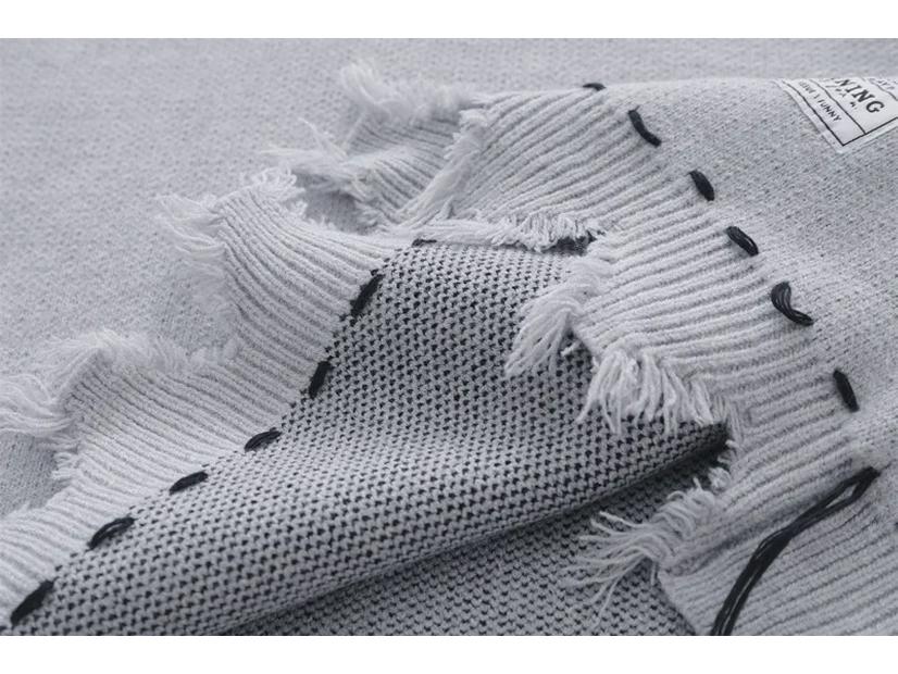 Мужской вязаный жилет без рукавов - 2023 Осень/Зима Круглый вырез Тонкий жилет