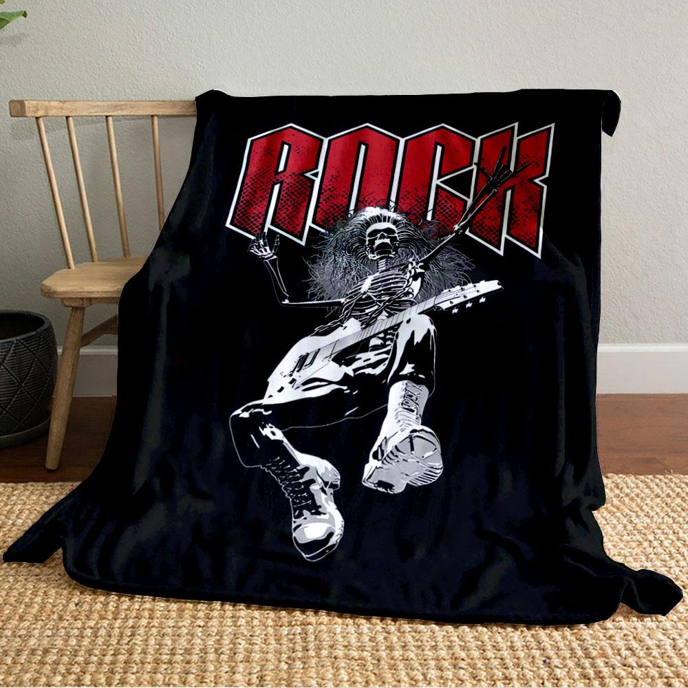 Rock Skeleton Guitar Blanket for all seasons blanket lunch break throw gift